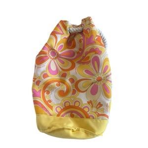 Clinique Floral Yellow and Pink Bag drawstring backpack